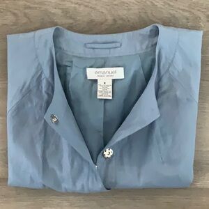 𝅺EMANUEL UNGARO Ladies Cropped Puff Sleeve Blue Blazer Size 8